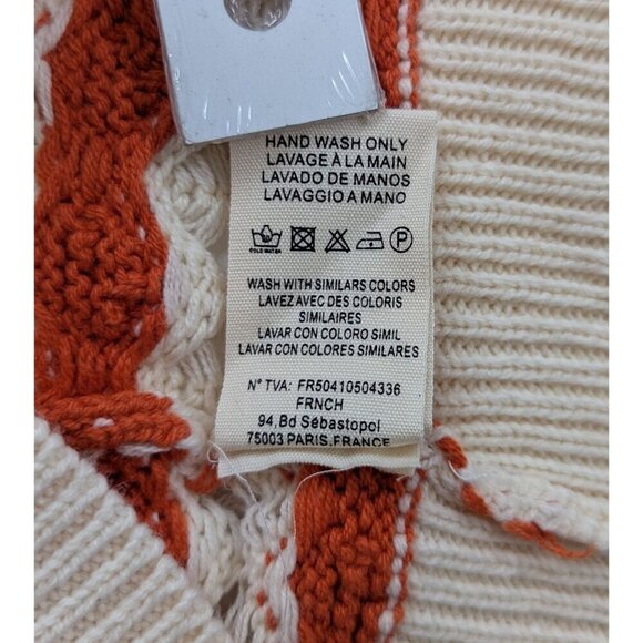 Frnch Paris Crochet Cropped Sweater Vest Orange & Cream Size M/L BNWT - Picture 8 of 8